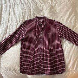 Brooks Brothers Burgundy and White Checkered Shirt
